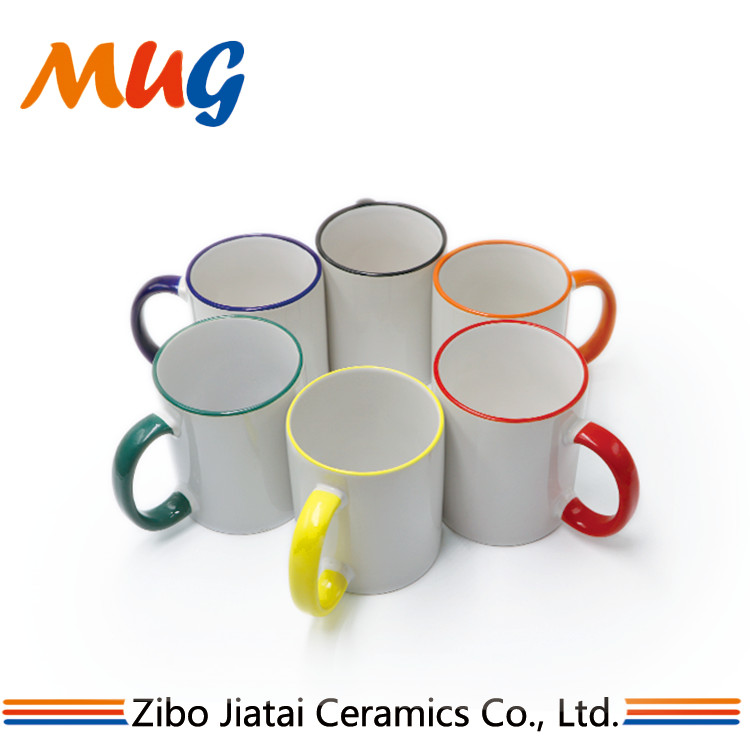 Rim and handle color sublimation mug